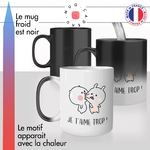 mug magique thermo chauffant thermoreactif tasse je taime trop lapins bisous amour