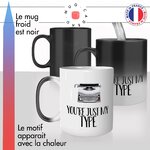 mug magique thermo chauffant thermoreactif tasse drole youre just my type humour anglais couple amour