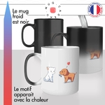mug magique thermoreactif thermo chauffant chat et chien couple amour chaton mignon idée cadeau