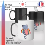 mug magique thermoreactif thermo chauffant chat tartine nian cat arc en ciel amour chaton mignon idée cadeau