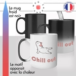 mug magique thermoreactif thermo chauffant chien bulledog francais yoga chill out couleur stylé original idée cadeau