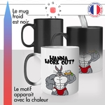 mug magique thermoreactif thermochauffant personnalisé lapin musclé bunny workout fitness sport personnalisable idée cadeau fun