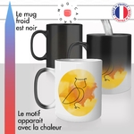 mug magique thermoreactif thermochauffant personnalisé oiseau chouette hibou aquarelle personnalisable idée cadeau fun