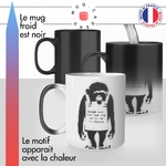mug magique thermoreactif thermochauffant personnalisé art artiste peintre peinture baksy banski singe ecologie nature idée cadeau fun
