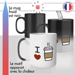 mug magique thermoreactif thermochauffant personnalisé i love coffee café expresso latte macchiato cappuccino idée cadeau fun