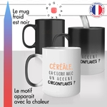 mug magique thermoreactif thermochauffant personnalisé citation cereales petit dejeuné cornflakes drole idée cadeau fun