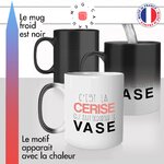 mug magique thermoreactif thermochauffant personnalisé citation la cerise qui fait déborder le vase sur le gateau drole idée cadeau fun
