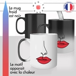 mug magique thermoréactif thermo chauffant femme rouge a levre art artiste nez bouche idée cadeau fun cool original