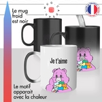 mug magique thermoréactif thermo chauffant nounours ours rose coeurs bisou je taime mignon dessin animé idée cadeau fun cool original