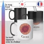 mug magique thermoréactif thermo chauffant personnalisé dessin fleur mandala rose prenom personnalisable idée cadeau fun original