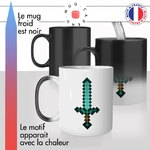mug magique thermoréactif thermo chauffant personnalisé épée pixels jeux video gamer console idée cadeau fun original