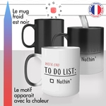 mug magique thermoréactif thermo chauffant personnalisé to do list week end flemme rien nothing idée cadeau flemmard fun cool original