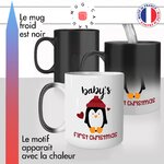 mug magique thermoréactif thermo chauffant personnalisé first christmas joyeux premier noel naissance bébé pingouin idée cadeau original