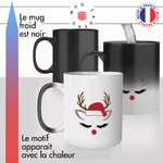 mug magique thermoréactif thermo chauffant personnalisé merry christmas joyeux noel jolie renne nez rouge mascara chou idée cadeau fun