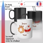 mug magique thermoréactif thermo chauffant personnalisé joyeux noel lapin deguisé renne pere Noël hiver chocolat chaud idée cadeau original fun