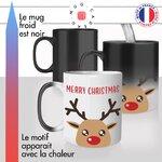 mug magique thermoréactif thermo chauffant personnalisé joyeux noel merry christmas renne au nez rouge dessin hiver fun idée cadeau original