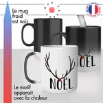 mug magique thermoréactif thermo chauffant personnalisé joyeux noel christmas francais bois de renne au nez rouge mignon idée cadeau original