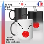 mug magique thermoréactif thermo chauffant personnalisé noel renne au gros nez dessin rouge rayures idée cadeau original mignon