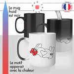 mug magique thermoréactif thermo chauffant personnalisé amour couple mignon dessin animé mains en coeur idée cadeau original