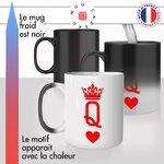 mug magique thermoréactif thermo chauffant personnalisé dame de coeur reine amour couple princesse jeux de cartes idée cadeau original