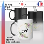 mug magique thermoréactif thermo chauffant personnalisé initiale lettre A fleurs mignon prenom idée cadeau original fun