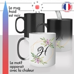 mug magique thermoréactif thermo chauffant personnalisé initiale lettre H fleurs mignon prenom idée cadeau original fun