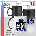 mug magique thermoréactif thermo chauffant personnalisé métier ecole futur agent de police etudes personnalisable idée cadeau fun original