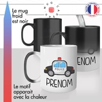 mug magique thermoréactif thermo chauffant personnalisé métier policier voiture de police prenom personnalisable idée cadeau fun original