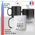 mug magique thermoréactif thermo chauffant personnalisé je suis pas gros je suis patissier cuisinier patisserie idée cadeau fun original passion
