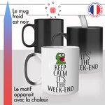 mug magique thermoréactif thermo chauffant personnalisé gamer keep calm its the week end meme jeux video gamer pepe cadeau fun original