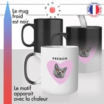 mug magique thermoréactif thermo chauffant personnalisé tete de chat animal de compagnie copeur nom personnalisable offrir idée cadeau original
