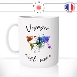 mug-tasse-blanc-brillant-cadeau-voyager-c'est-vivre-voyageur-voyageuse-tour-du-monde-terre-planete-boussole-café-thé-personnalisé-personnalisable