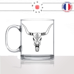 mug-tasse-en-verre-transparent-glass-animal--déco-tete-de-buffle-crane-dessin-noir-fun-café-thé-idée-cadeau-original-personnalisable-min