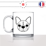 tasse-mug-en-verre-glass-tete-de-chien-race-bulldog-pug-amour-mignon-animal-chiot-noir-fun-café-thé-idée-cadeau-original-personnalisé-min