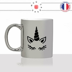 mug-tasse-silver-argenté-licorne-jolie-corne-cils-yeux-dessin-drole-mignon-animal-noir-fun-café-thé-idée-cadeau-original-personnalisé-min
