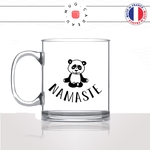 tasse-mug-en-verre-glass-namaste-panda-ours-yoga-sport-pilate-meditation-mignon-animal-noir-fun-café-thé-idée-cadeau-original-personnalisé-min