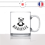 tasse-mug-en-verre-glass-namaste-panda-ours-yoga-sport-pilate-meditation-mignon-animal-noir-fun-café-thé-idée-cadeau-original-personnalisé2-min