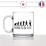 mug-tasse-en-verre-transparent-glass-born-to-be-flic-evolution-humaine-singe-primate-metier-policier-police-humour-idée-cadeau-fun-cool-café-thé