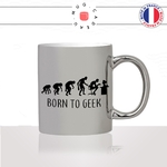 mug-tasse-argent-argenté-silver-born-to-geek-evolution-humaine-singe-jeux-video-gamer-gaming-humour-idée-cadeau-fun-cool-café-thé2