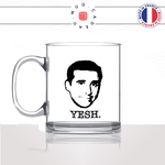 mug-tasse-en-verre-transparent-glass-série-the-office-yesh-visage-drole-humour-collegue-michael-scott-idée-cadeau-fun-cool-café-thé
