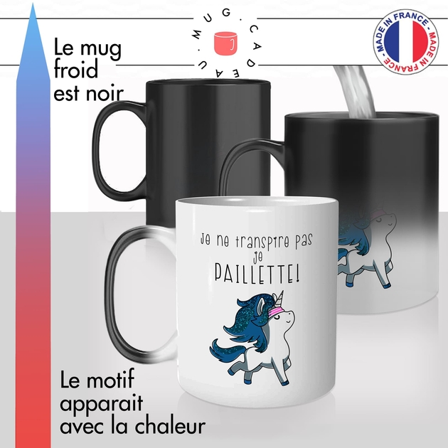 Mug enfant pailleté personnalisé thème sport