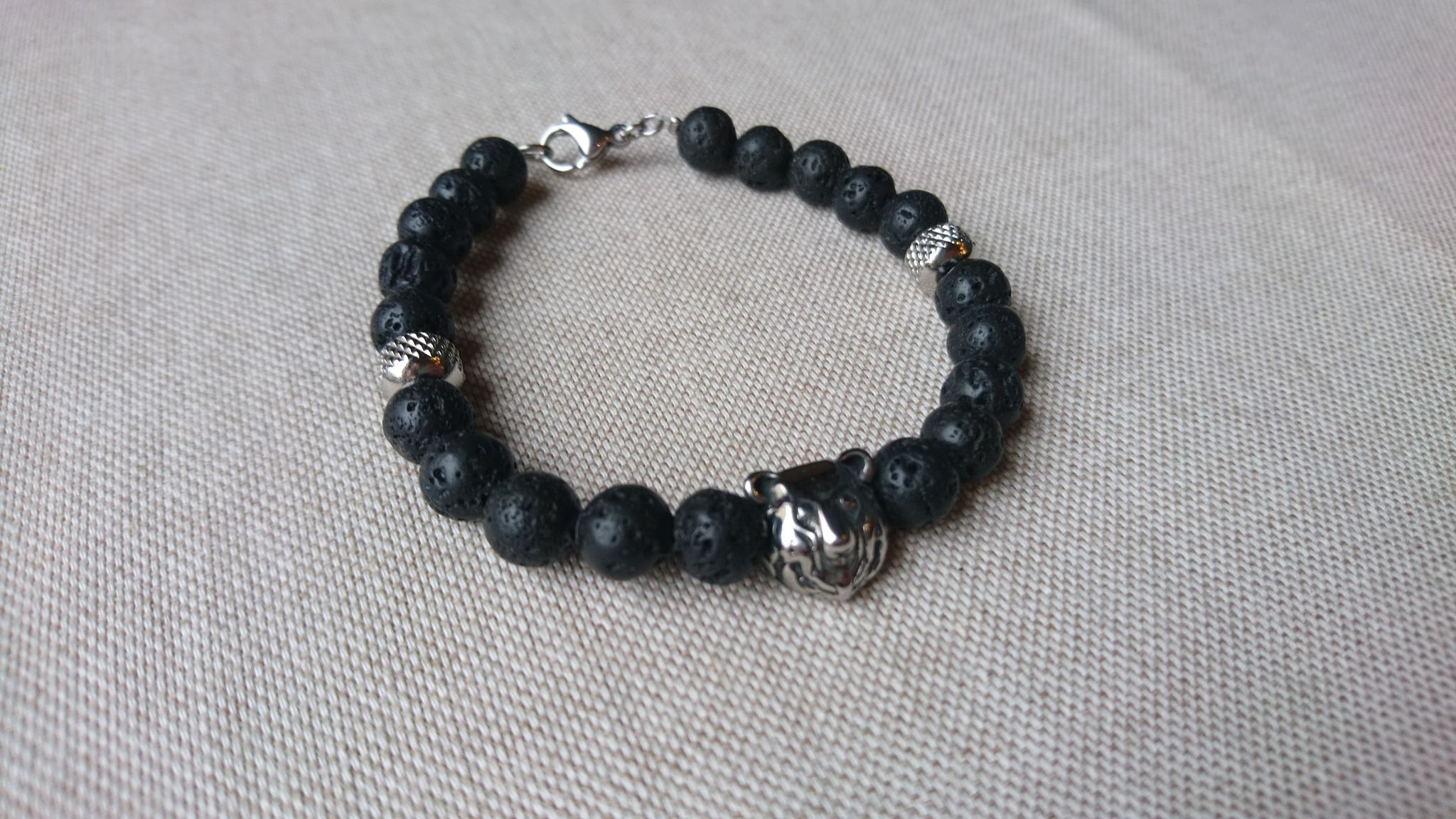 bracelet homme pierre lave basalte noir et inox ours (2)
