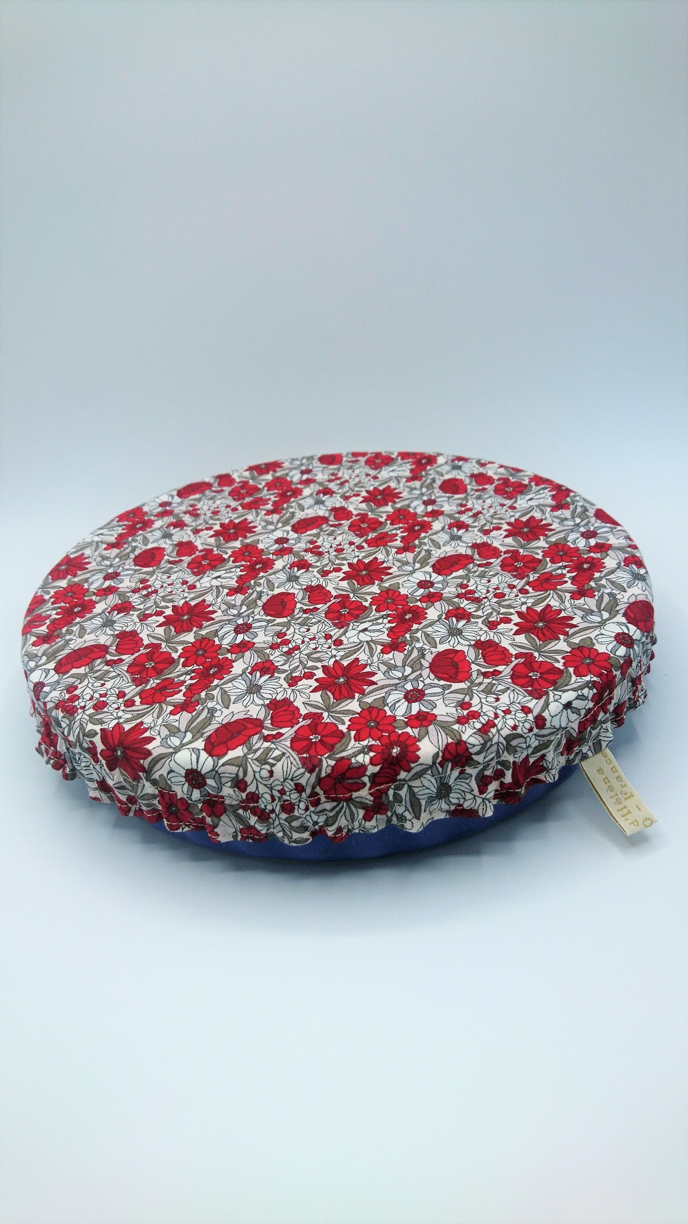 couvre bol xl plat tarte tissu coton lavable fleur rouge gris