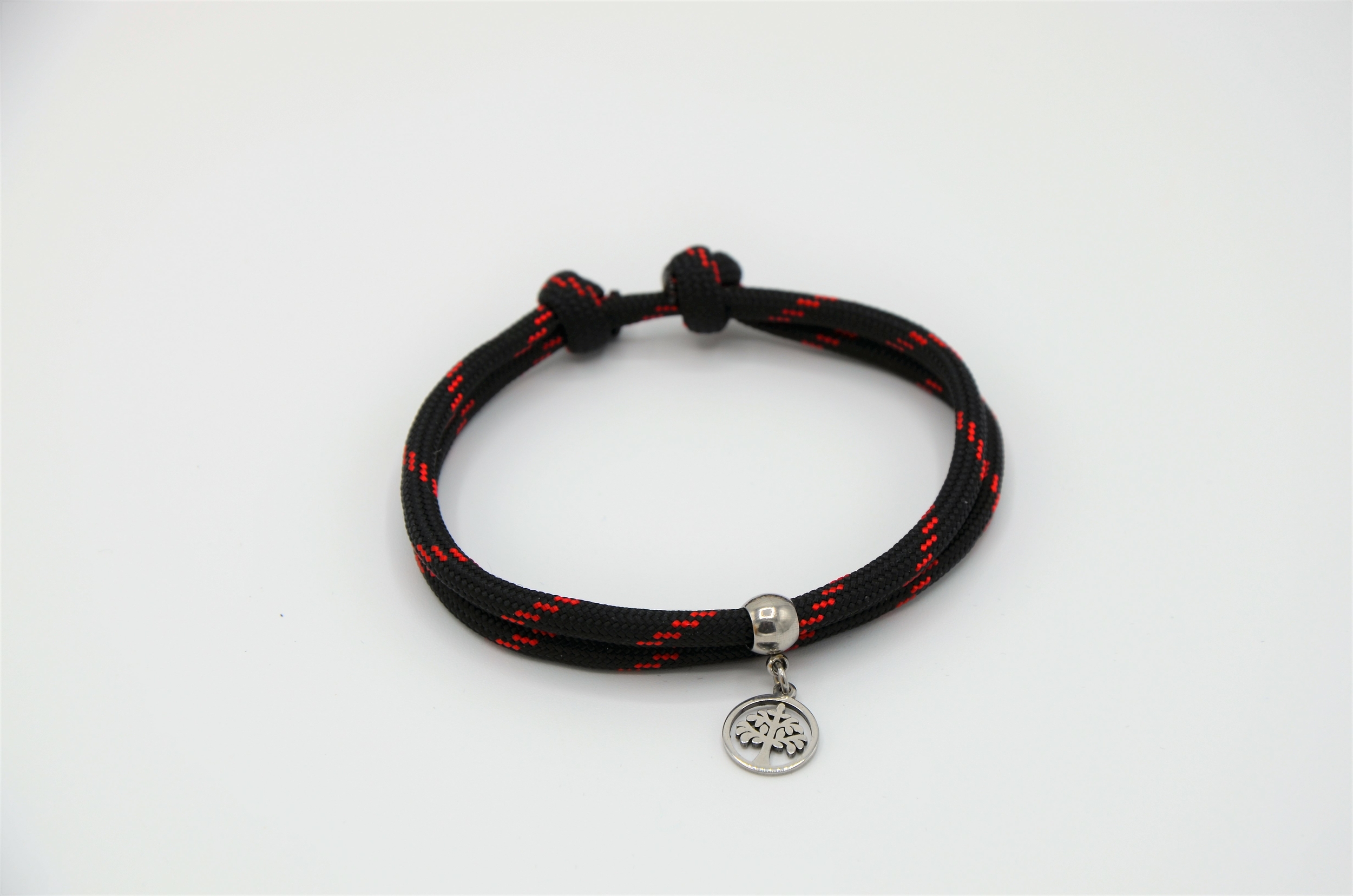 bracelet réglable paracord signe zodiaque acier inox noir rouge