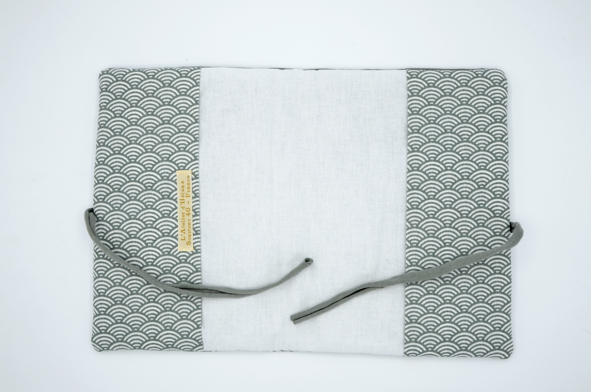 protege carnet santé bébé tissu coton lin gris clair ondes japonaises vagues (2)