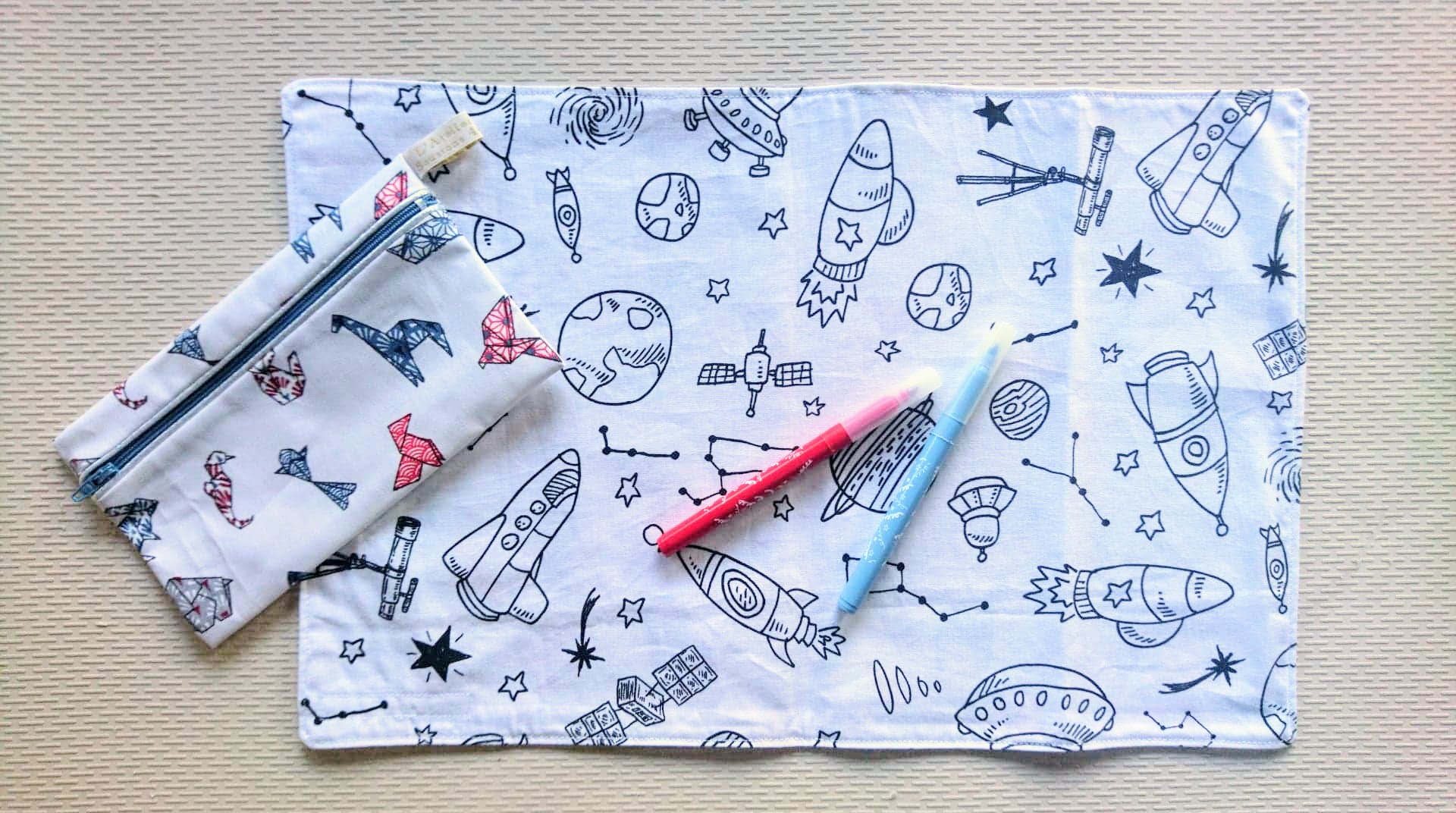 set coloriage lavable origami animaux et fusées coton (2)
