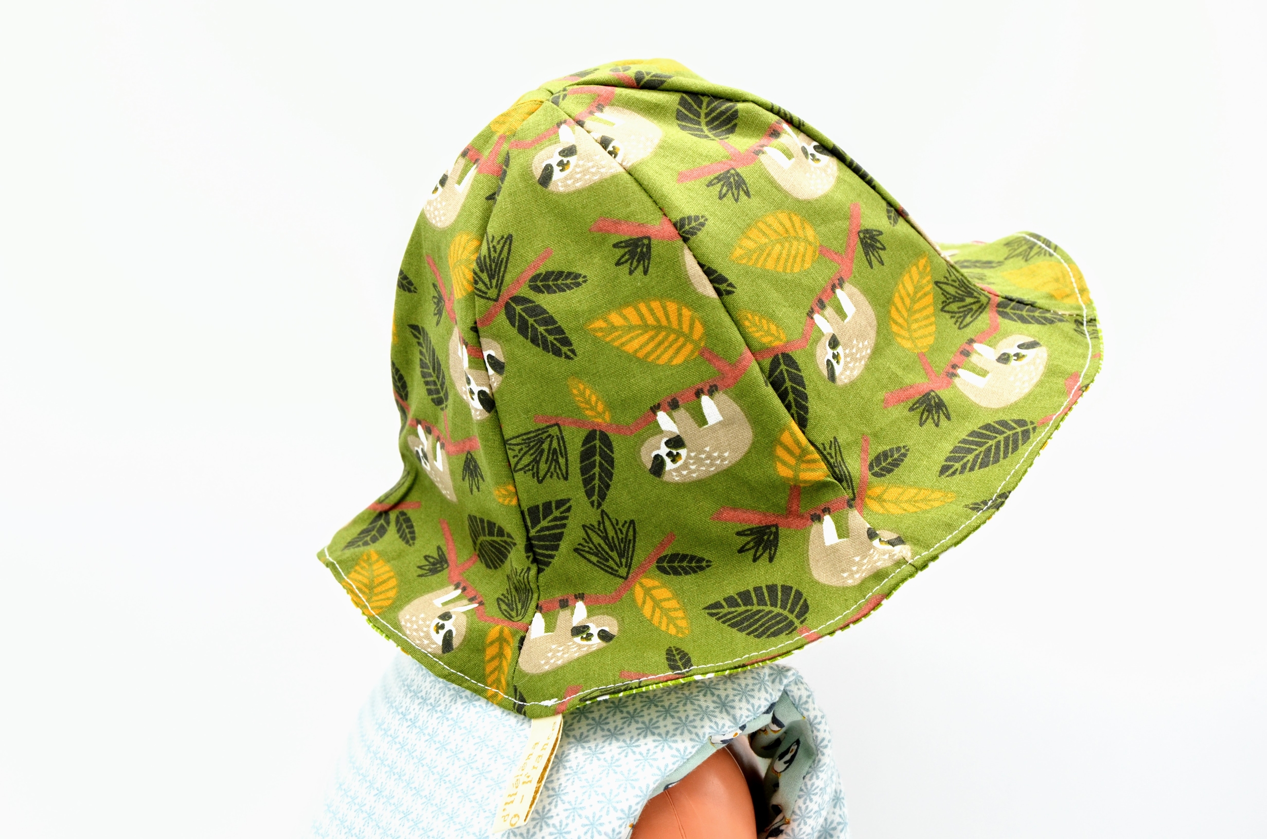 bob chapeau réversible coton enfant bébé paresseux vert kaki (2)