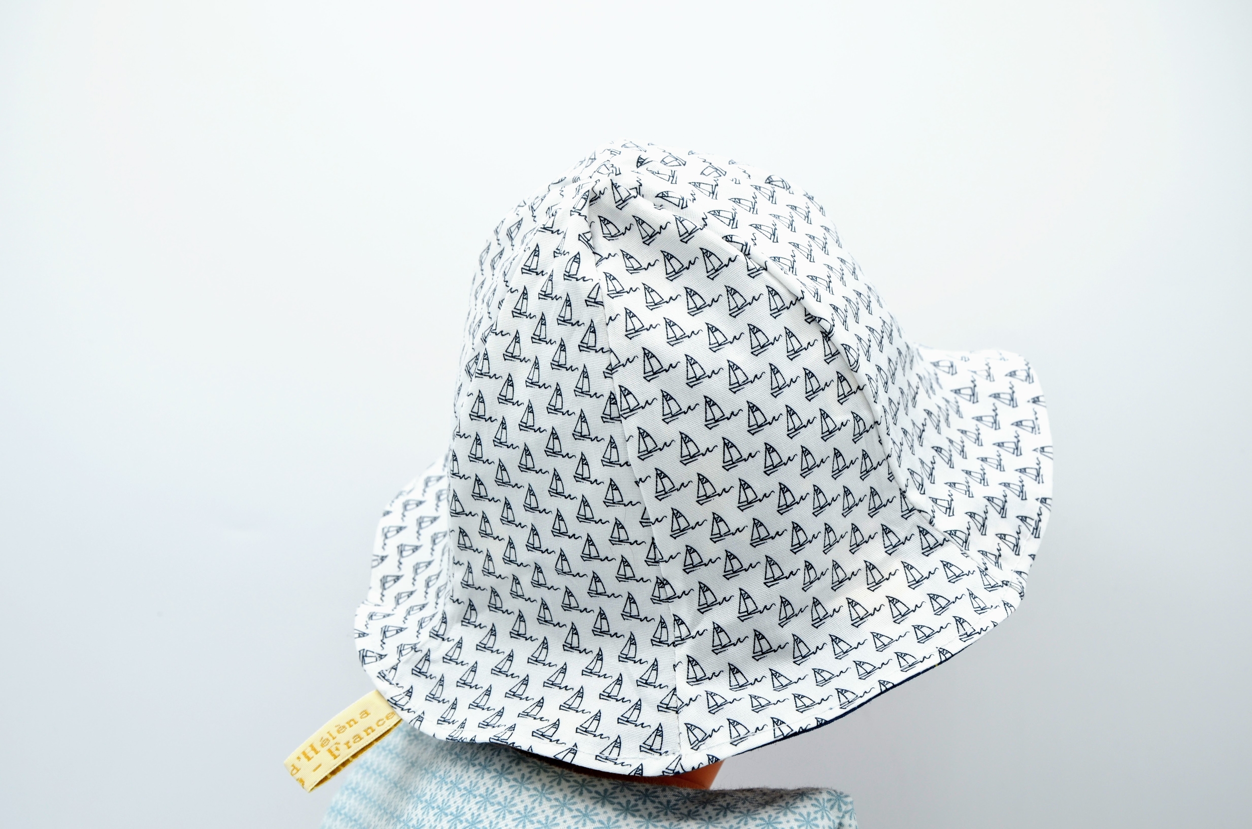 bob chapeau réversible coton enfant bébé animaux pirates bateaux bleu blanc (3)