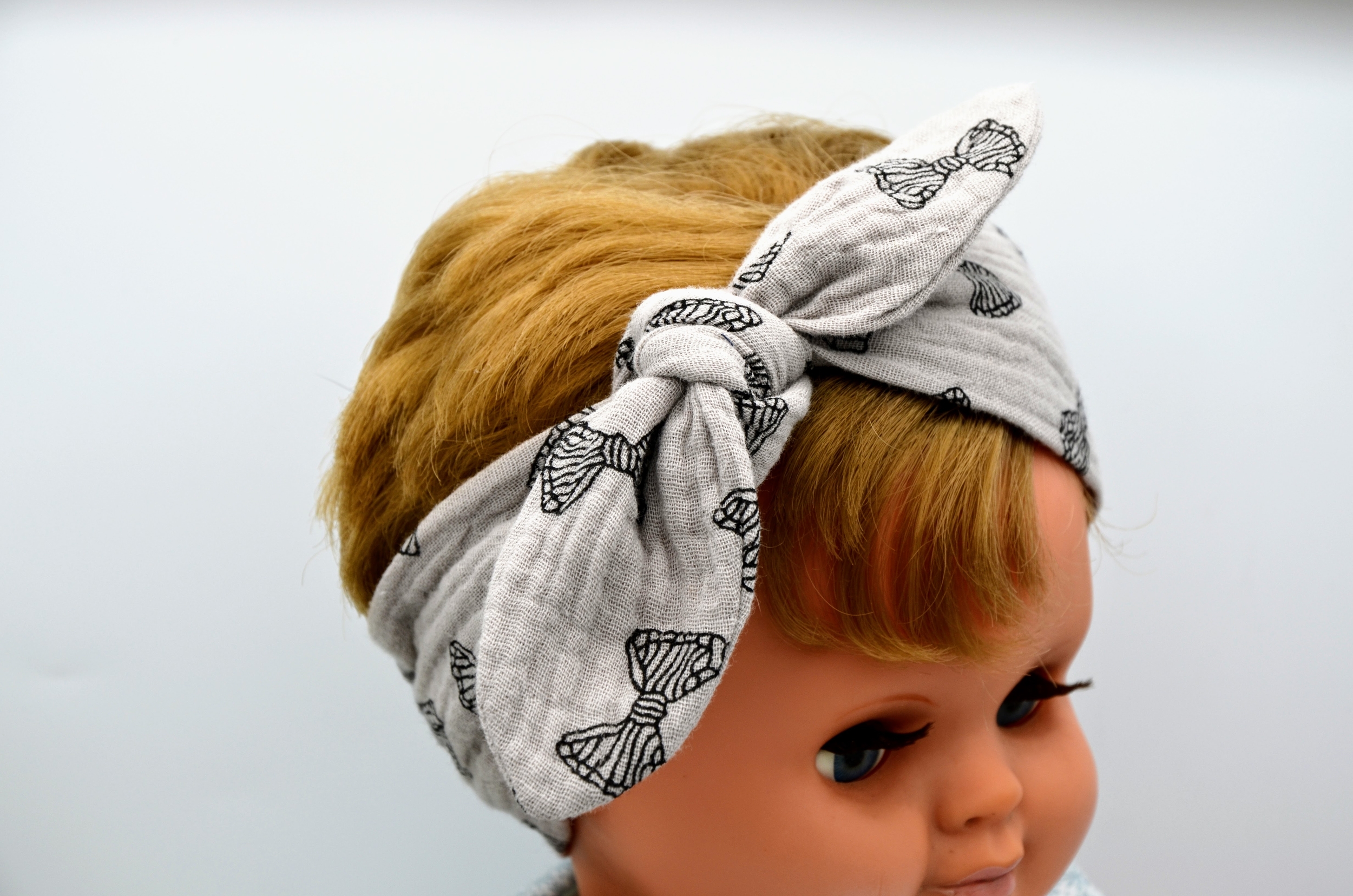bandeau bébé fille double gaze coton artisanal créatrice francaise grège beige