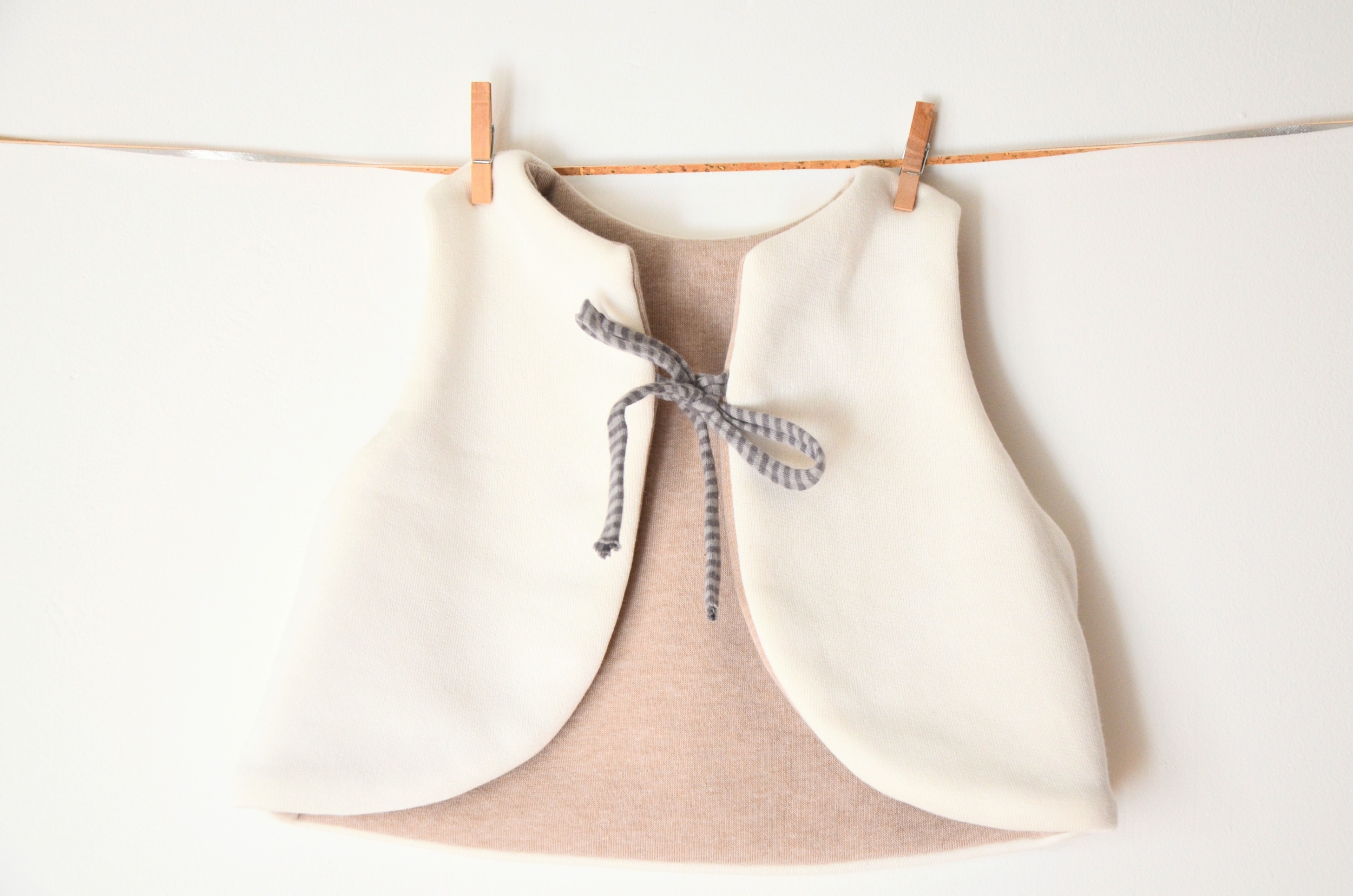 gilet bébé réversible bambou coton bio naturel beige